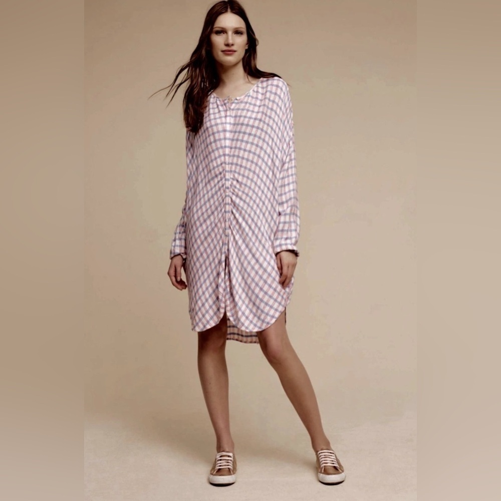 Anthropologie Saturday Sunday Pasture Dress Tunic Plaid Button Up Small